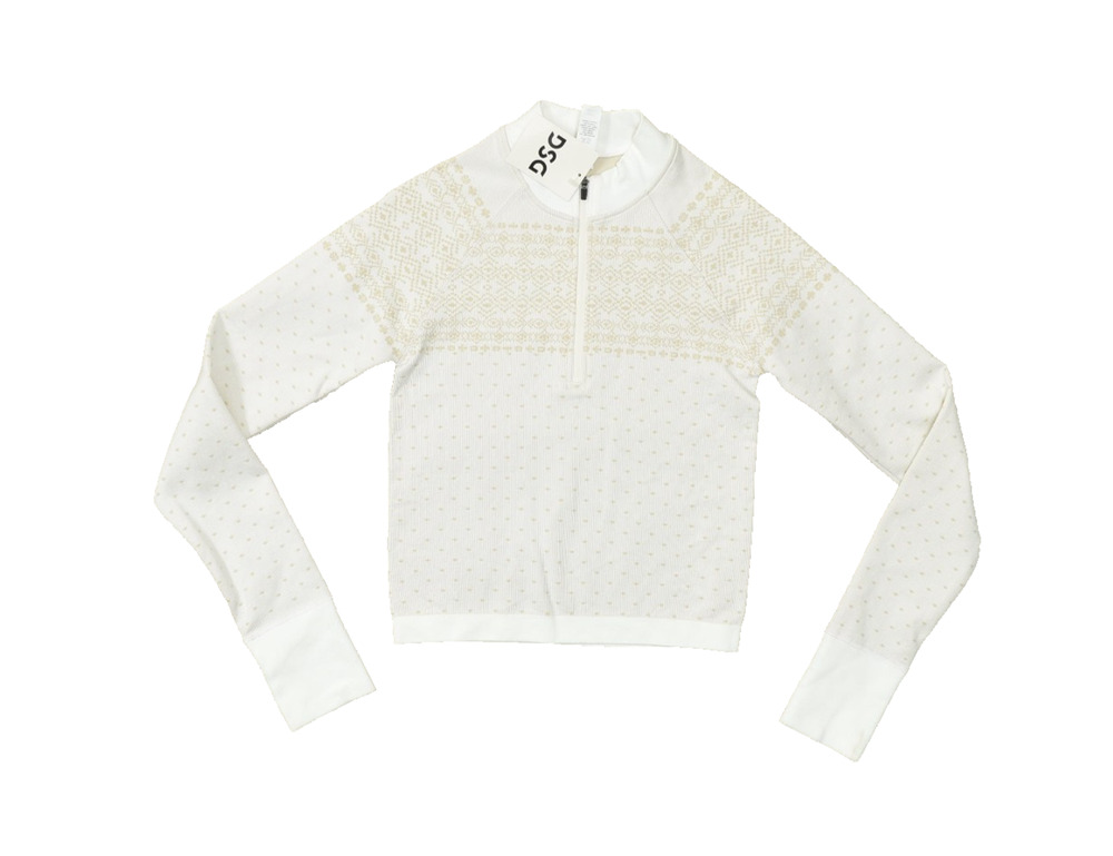 DSG Women's Momentum Seamless 1/4 Zip Fair Isle Top White Beige Size XS NEW